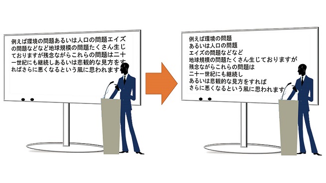 自動字幕生成で、読みやすいように自動的に改行する技術を研究