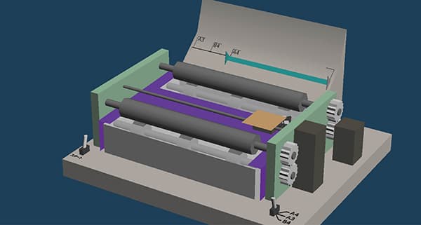 3Dモデル。電源、用紙の切り替えなど、新たにスイッチを設置。